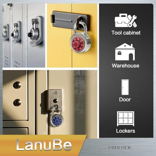 LanuBe Lock Standard Dial Combination Padlock 48 Pack Wide 2-in Red Dial