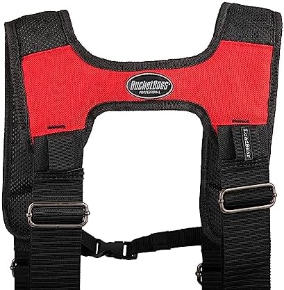 Bucket Boss 3 Tool Bag Tool Belt with Suspenders in Red, 55185-RD