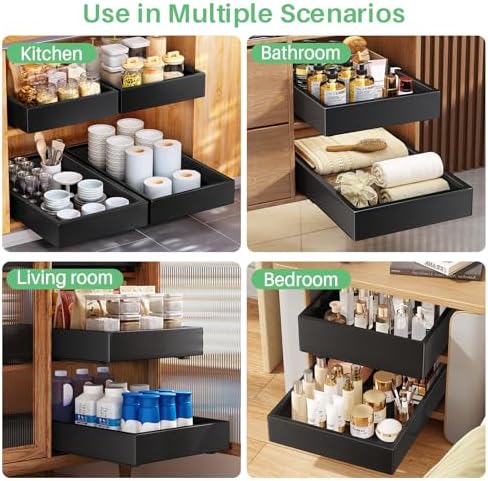 2Pack Pull out Cabinet Organizer, 21"Deep, 20"Wide Full-extension H...