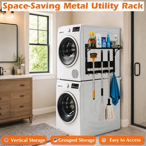MUTUACTOR Heavy Duty Magnetic Broom Holder,Anti-slip Magnetic Tool Rack with ...