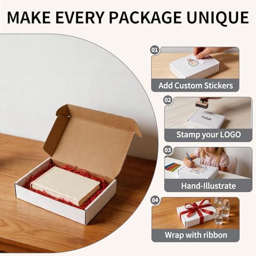 Fishat 9" x 6" x 2" White Corrugated Cardboard Shipping Boxes ...