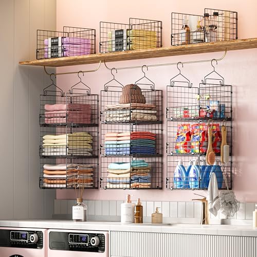 Sonyabecca 3-Tier Closet Organizers and Storage, Foldable Stackable Wire Bask...