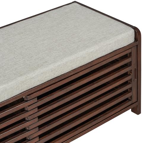 SOFTSEA 43.3" Shoe Storage Bench with Cushion, 2-Tier Entryway Bench wit...