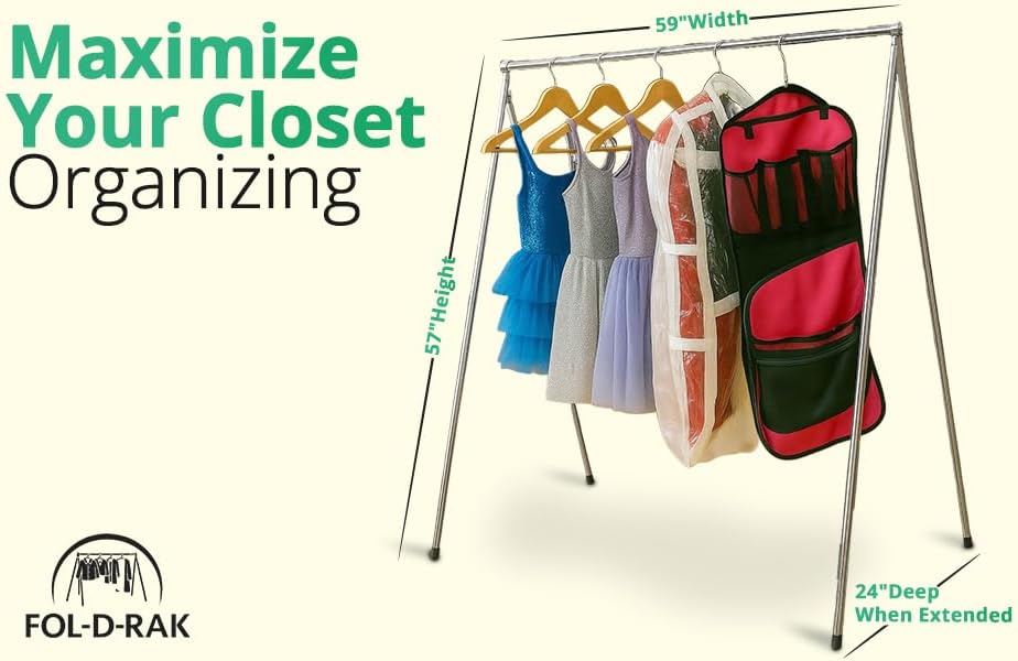 FOL-D-RAK Portable Clothing Rack, Folding Garment Rack with Carry Bag-no Asse...