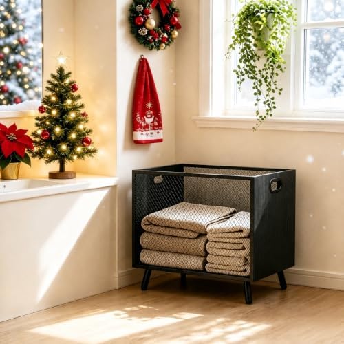 66L Blanket Basket, Large Basket Organizer With Modern Design, Blanket Storag...
