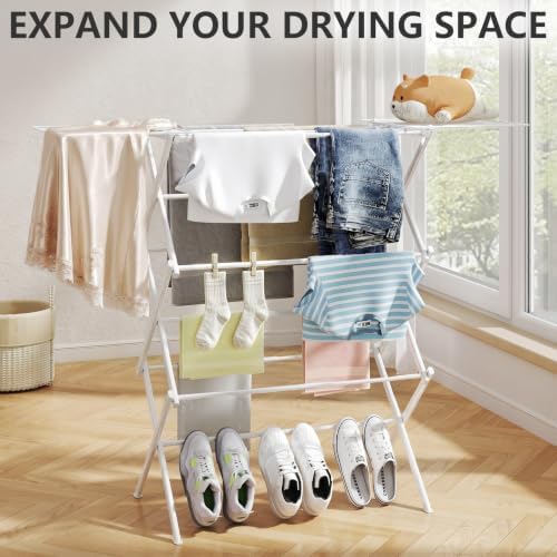 REALINN Foldable Clothes Drying Rack, Expandable Portable Indoor Outdoor