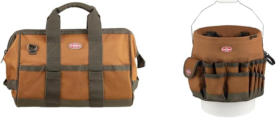 Bucket Boss Gatemouth 16 Tool Bag and Bucketeer Bucket Tool Organizer Bundle,...