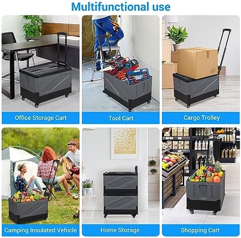 XCBYT 50L Foldable Rolling Crate, Spacious Storage Cart with Wheels