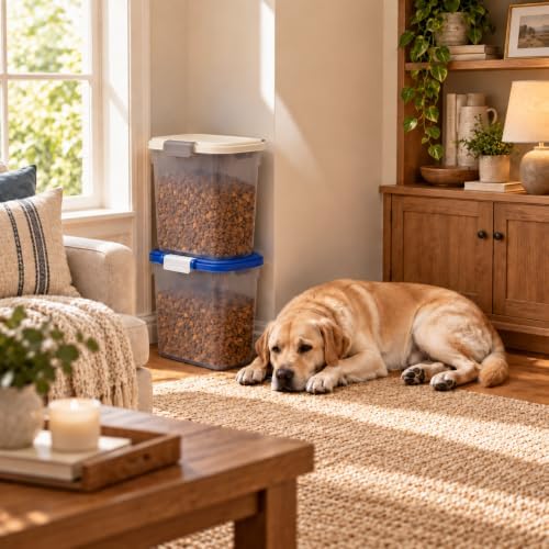 Airtight Dog Cat Pet Food Storage Container 10 Lbs, Slim Tall Dry Food Bin