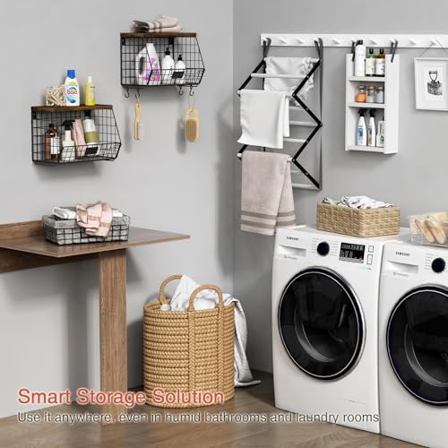 Goozii Hanging Wall Fruit Basket for Kitchen Counter 2 Pack, Stackable Wire B...