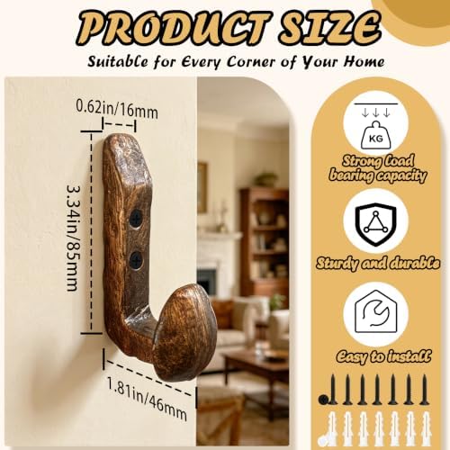 4PC Railroad Spike Cast Iron Hooks Antique Copper Rustic Coat Hook Heavy Duty...