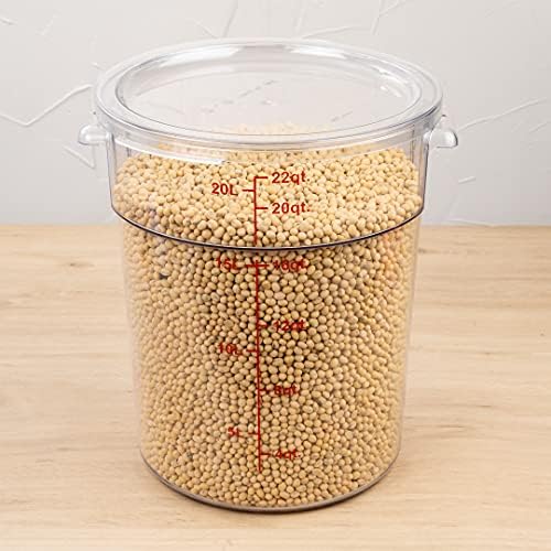 Restaurantware 22 qt Round Clear Plastic Food Storage Container, 10 Pack