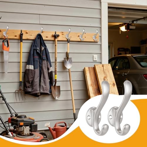 10 Pack Coat Hooks Wall Mount Heavy Duty Utility Retro Double Hooks for Hangi...