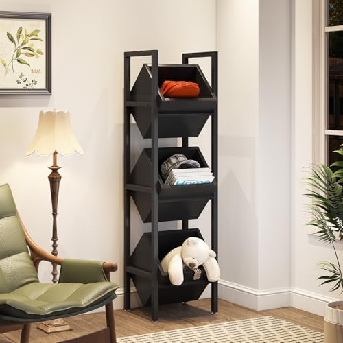 Tribesigns 3-Tier Basket Stand, Wood Snack Rack with Baskets, Rustic Vertical...