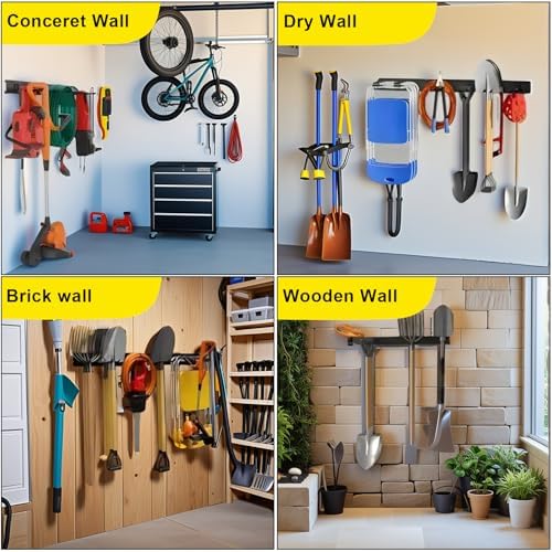 64'' Garage Tool Organizer Wall Mount, 18 PCS Adjustable Garden Tool ...