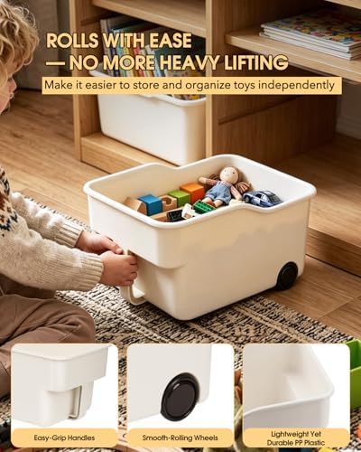 3 Pack PP Organizer with Wheeled Storage box for Kitchen Cabinet Bin