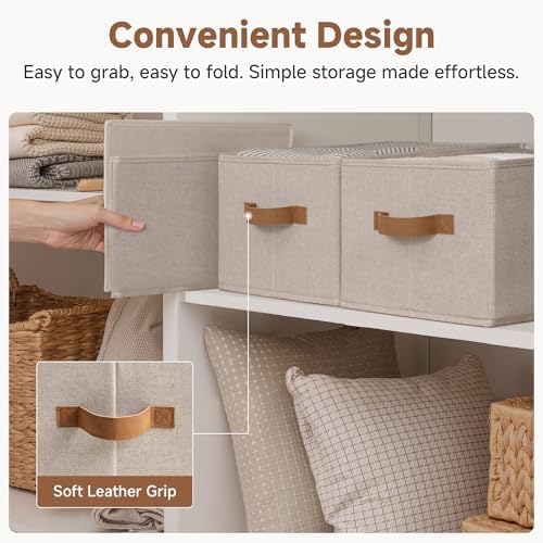 StorageWorks Closet Storage Bins, Brown & Beige, Large, 3-Pack