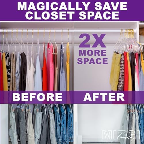 Premium Clear Invisible Acrylic Hangers,Crystal Plastic Hangers with Bling Go...