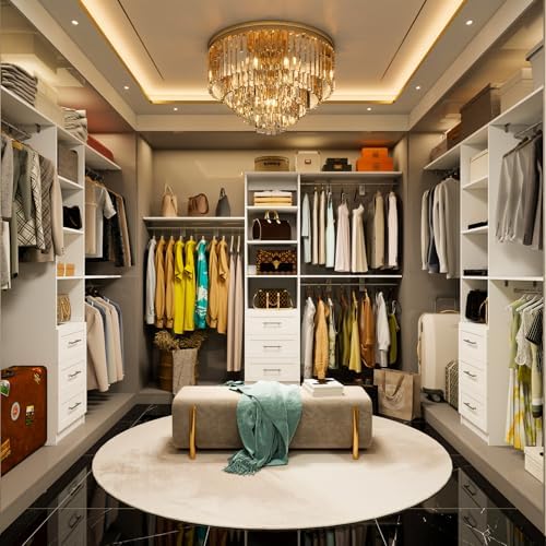 Closet System with Drawers, 5FT-8FT Closet Organizer System with Shelves &...