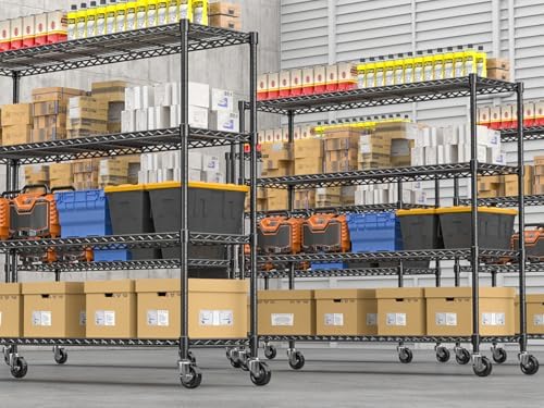 76.77" H Storage Shelves 1500LBS Metal Shelving Unit with Wheels, Adjust...