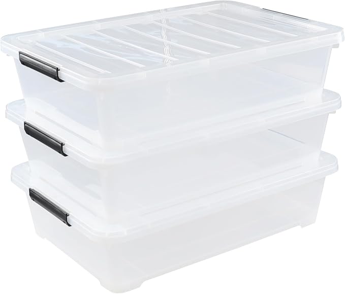 Rosebloom 40 Quart Plastic Under Bed Storage Bins