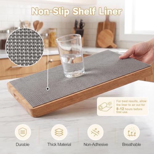 FEXIA Non-Slip Shelf Liner for Kitchen, 17.5IN x 30FT, Dark Gray