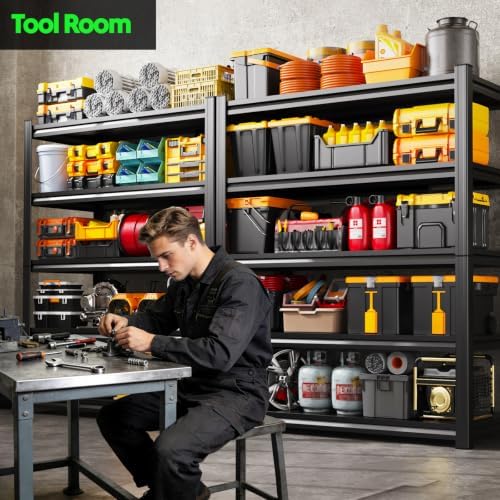Metal Storage Shelves 5-Tier Garage Shelving Unit, 15.7" Dx35.4 Wx71.2 H...