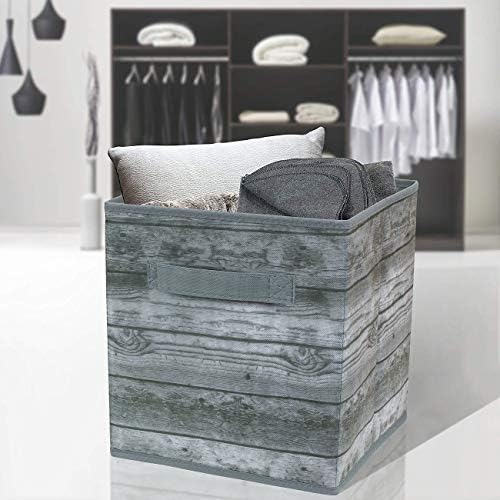 Sorbus 11 x 11 Storage Cubes, Foldable Fabric Bins (4 Pack, Rustic Gray)