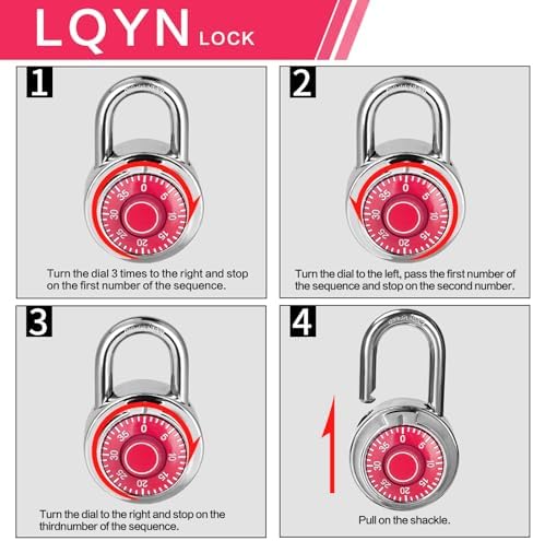 Combination Lock, LQYN Dial Combination Padlock, Pack of 48; Red