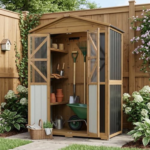 Extra Large Outdoor Storage Cabinet Weatherproof, Garden Shed with Shelves