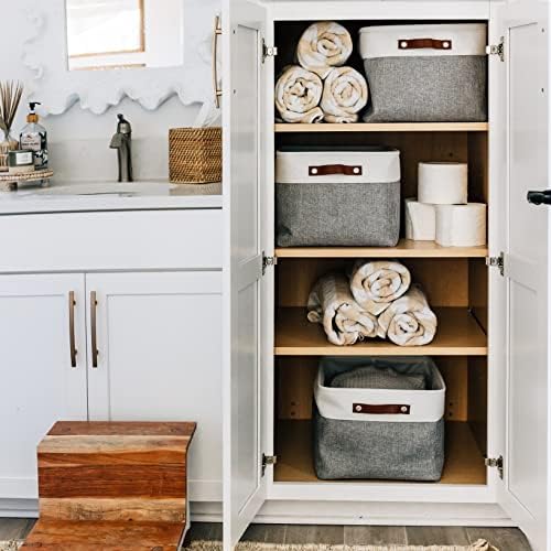OrganiHaus 16x12.5in Storage Baskets, 3 Pack - Fabric Bins for Shelves
