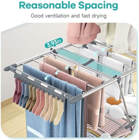 APEXCHASER Clothes Drying Rack with High Hanger, 3-Level Drying Racks