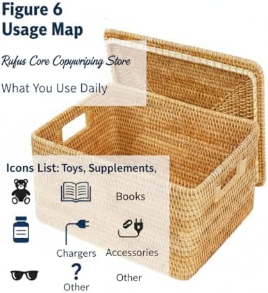 Rattan Storage Basket with Lid – 16.5×12.6×7 inch for Home