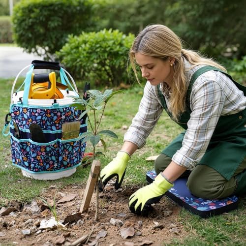 KUNN 5 Gallon Garden Bucket Tool Organizer & Kneeling Pad Set, 18-Pocket ...