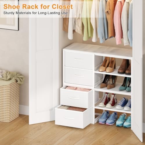 Hongtamoya 2-Pack Stackable Storage Drawers with Open Shelves, White