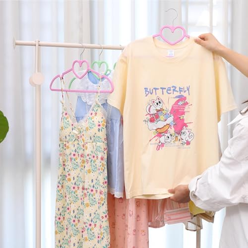 Plastic Hangers 50 Pack, Cute Clothes Hanger Ultra Thin Space Saving - Pink C...