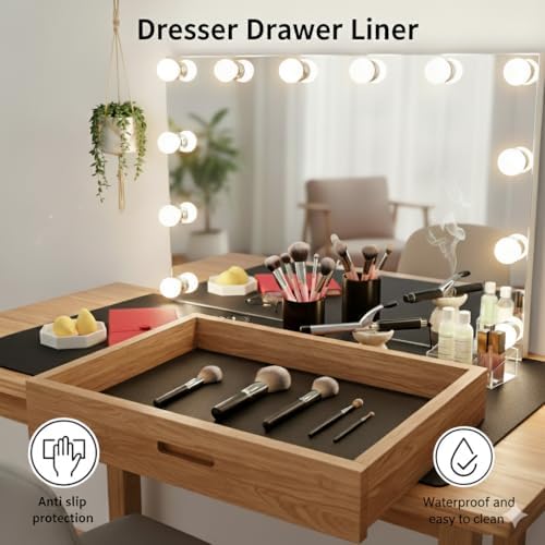 Drawer Liner for Cabinets, Shelf Liner Non Adhesive Non Slip Foam Mat for Kit...