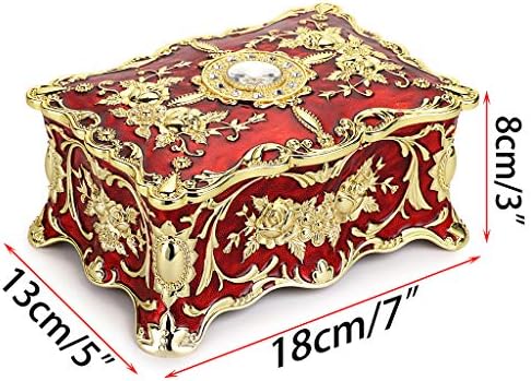 Hipiwe 2 Layer Vintage Jewelry Box Large Metal Treasure Chest Csase