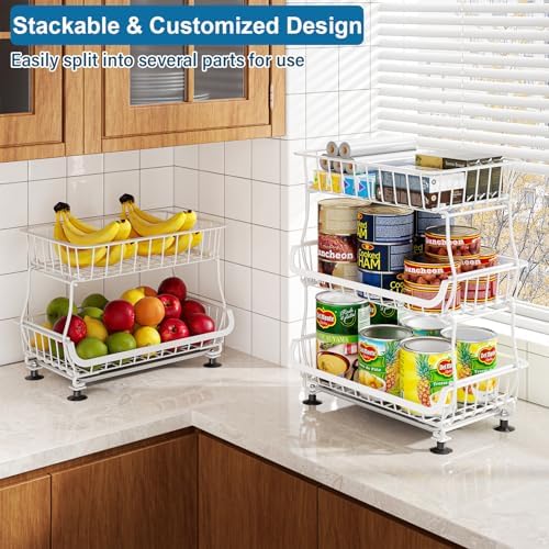 OKZEST 3-Tier Rolling Pantry Floor Organizers and Storage Cart with Wheels