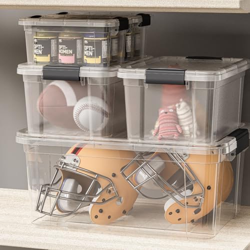 Superio Storage Bins with Lids- 2 Pack, 21 Qt Clear Boxes for Organizing, Sta...