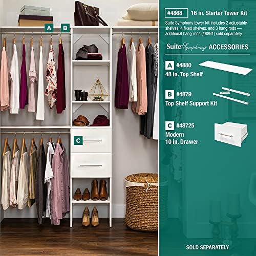 ClosetMaid SuiteSymphony Small Closet Organizer Starter Kit with Tower and 3 ...