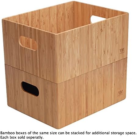 MobileVision Bamboo Bathroom Bin Organizer for Toiletries, Make Up & Cosm...