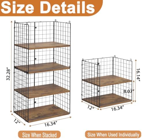 2 Pack Closet Organizers and Storage, Stackable Closet Shelf Organizer Heavy ...
