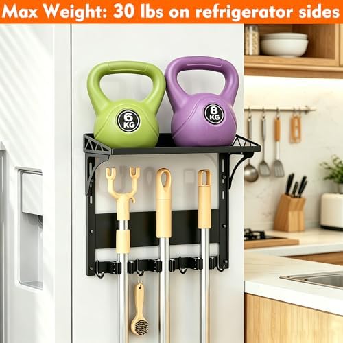 MUTUACTOR Heavy Duty Magnetic Broom Holder,Anti-slip Magnetic Tool Rack with ...