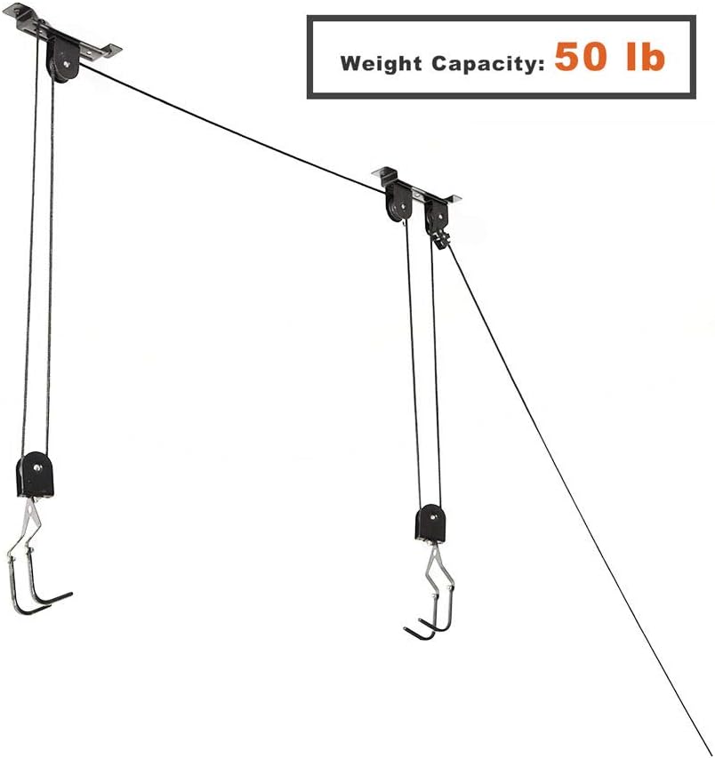 Wallmaster Ceiling Bike Hanger, Bicycle Lift Hoist Pulley System for Garage