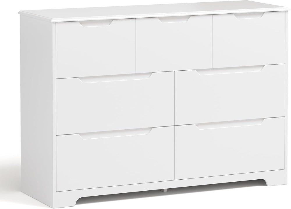 Gizoon 7 Drawer Dresser, 48” Wide White Dresser for Bedroom, White