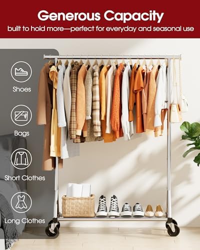 Sakugi Stainless Steel Clothes Rack Mesh Shelf, 42.5x16.5x65.9, Silver