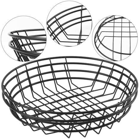 15 Pack 8 Inch Round Wire Bread Basket, Metal Fast Food Baskets with 50 Sheet...