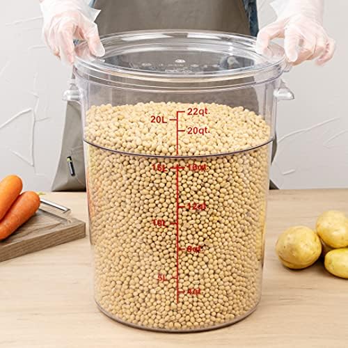 Restaurantware 22 qt Round Clear Plastic Food Storage Container, 10 Pack