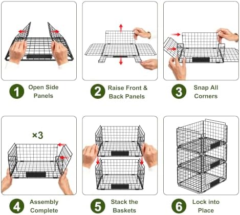 JKsmart 3 Pack XXL Stackable Wire Baskets, Pantry Organizers and Storage